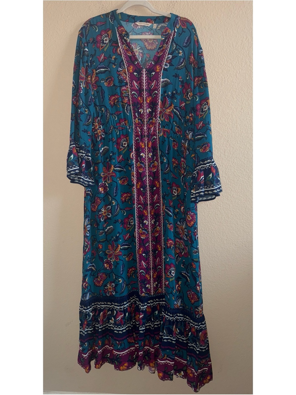 Soft Surroundings Allene Teal Floral Boho Maxi Dress Size Extra Large - Picture 2 of 10